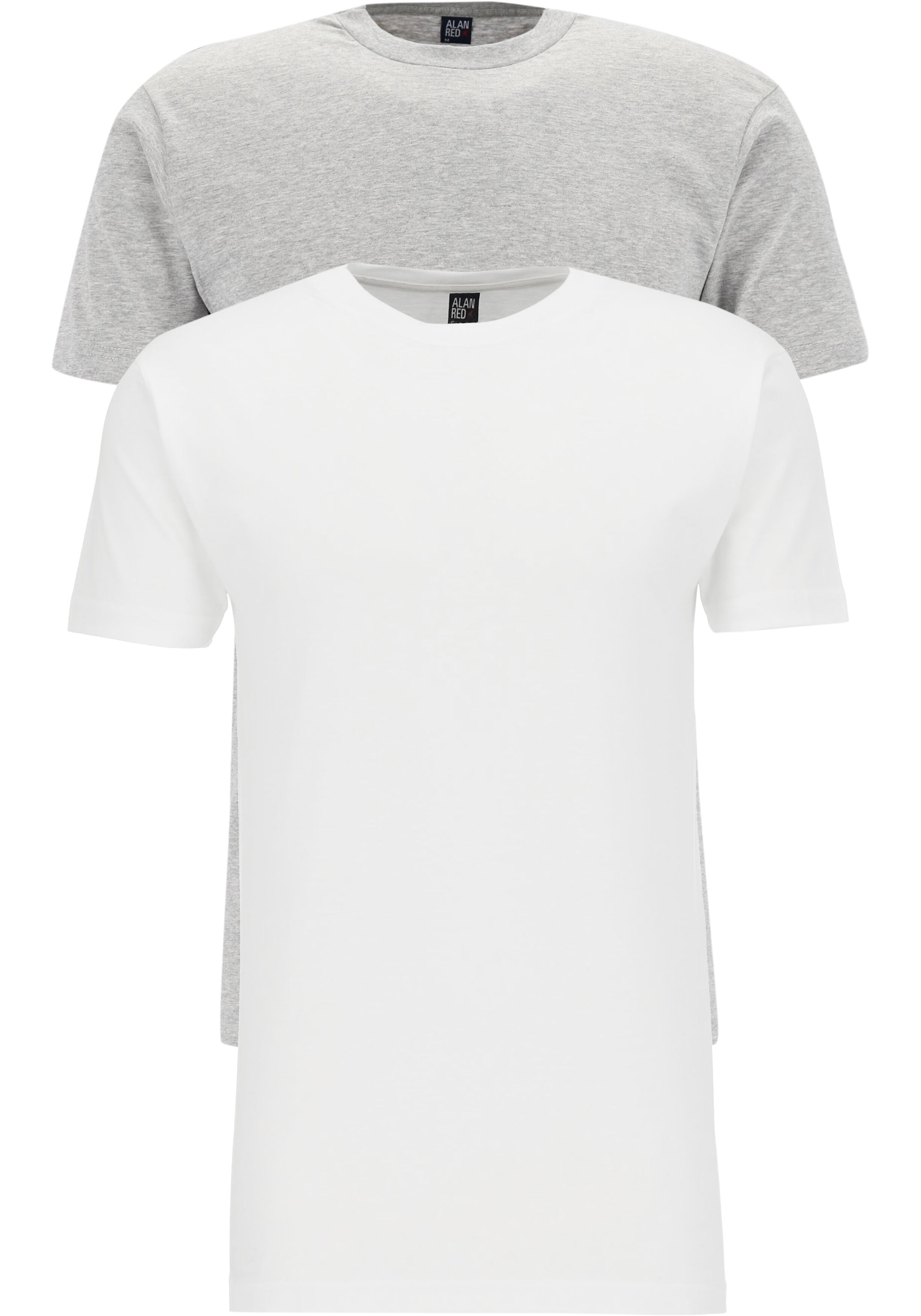 ALAN RED T-shirts Virginia (2-pack), O-hals, wit en grijs melange